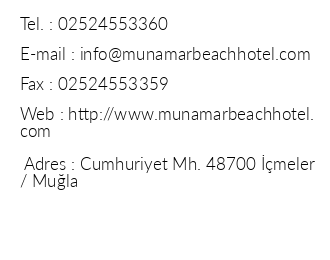 Munamar Beach & Residence Hotel iletiim bilgileri